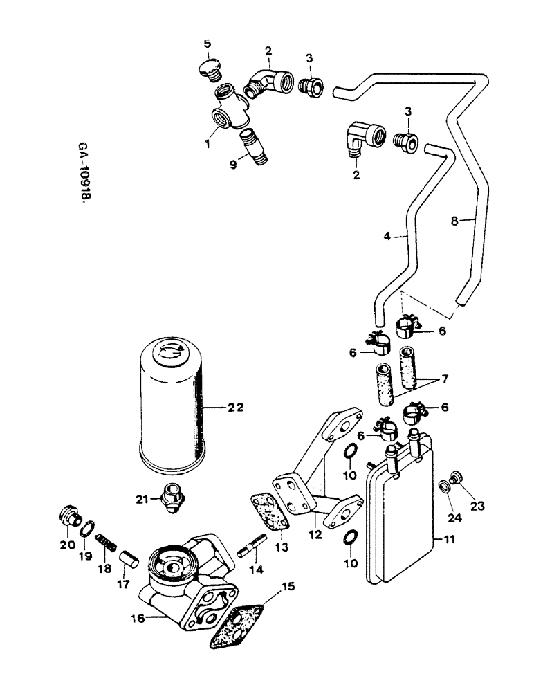 Схема запчастей Case IH D-155 - (13-17) - OIL FILTER, OIL COOLER 