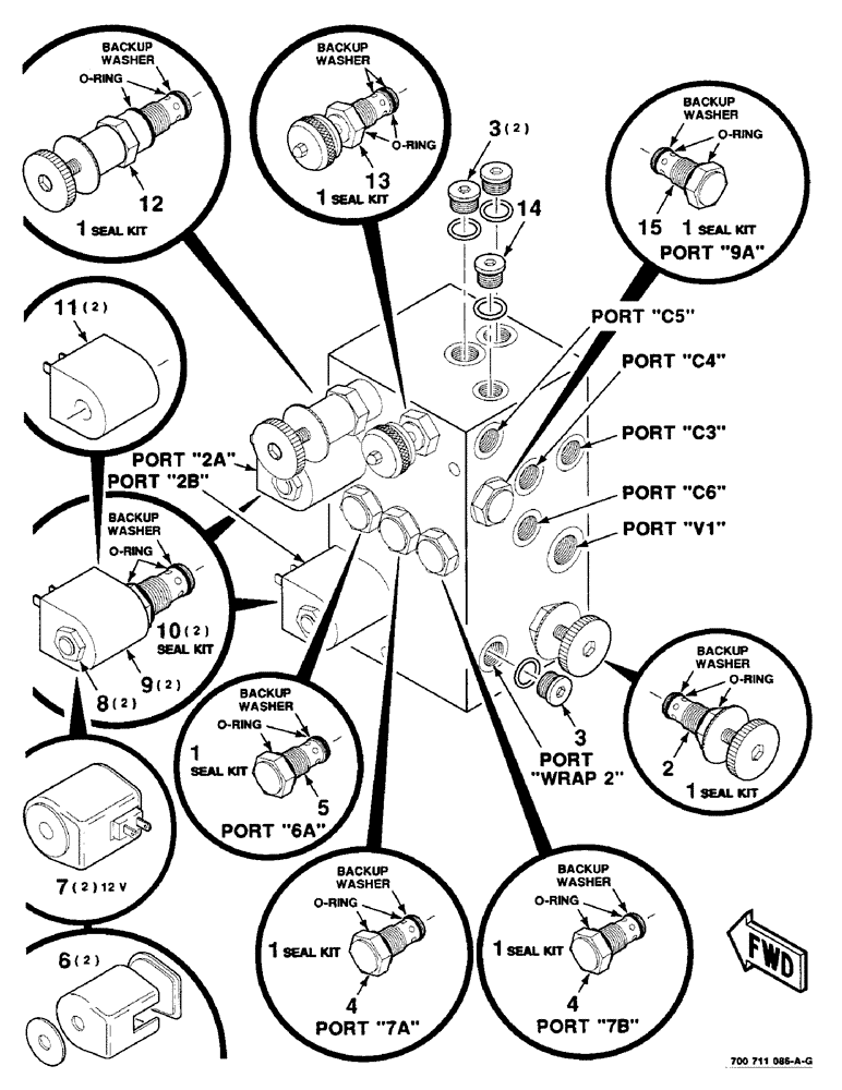 Схема запчастей Case IH 8465T - (8-08) - HYDRAULIC CONTROL VALVE ASSEMBLY, 700711086 CONTROL VALVE ASSEMBLY COMPLETE, SUPERSEDED BY 700715719 (07) - HYDRAULICS