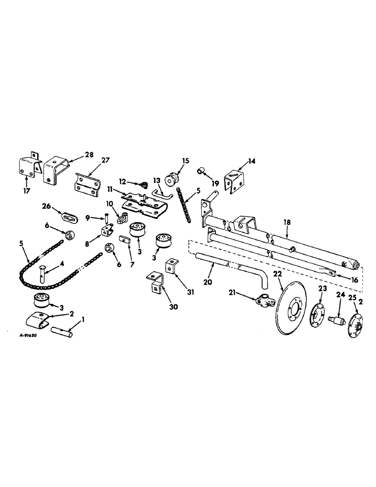 Схема запчастей Case IH 601 - (T-17) - MARKER ATTACHMENT, DISK TYPE, 1968 AND SINCE 