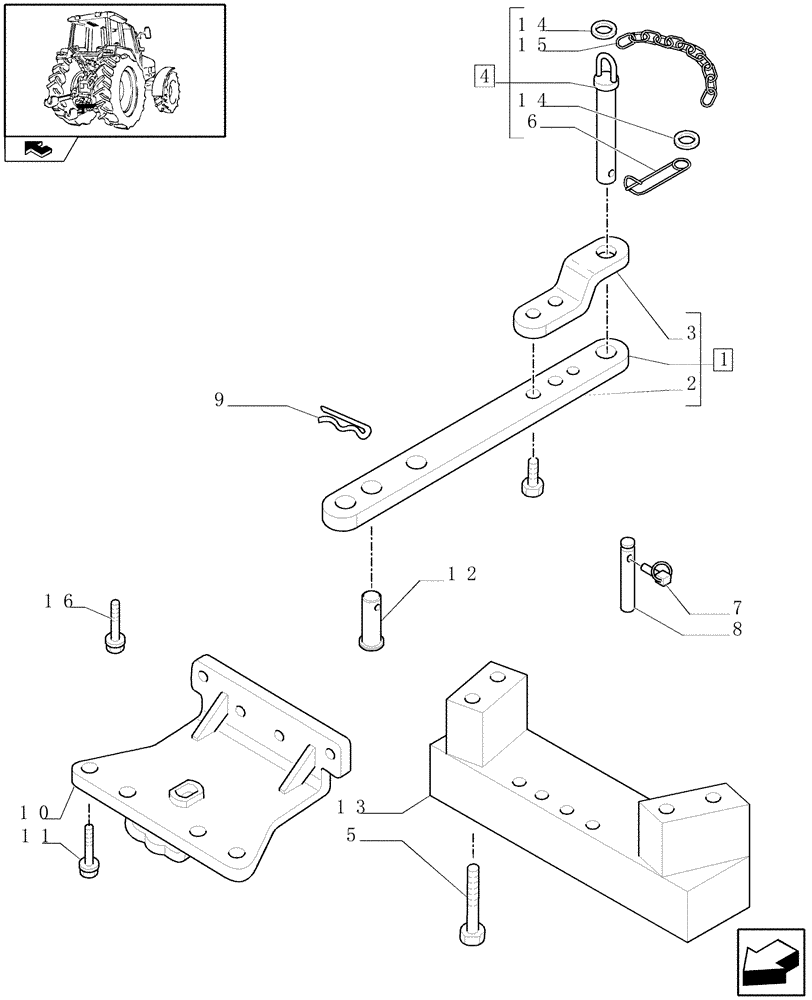 Схема запчастей Case IH MAXXUM 140 - (1.89.0) - SWINGING DRAWBAR FOR SLIDER TOW HOOK (VAR.330918) (09) - IMPLEMENT LIFT