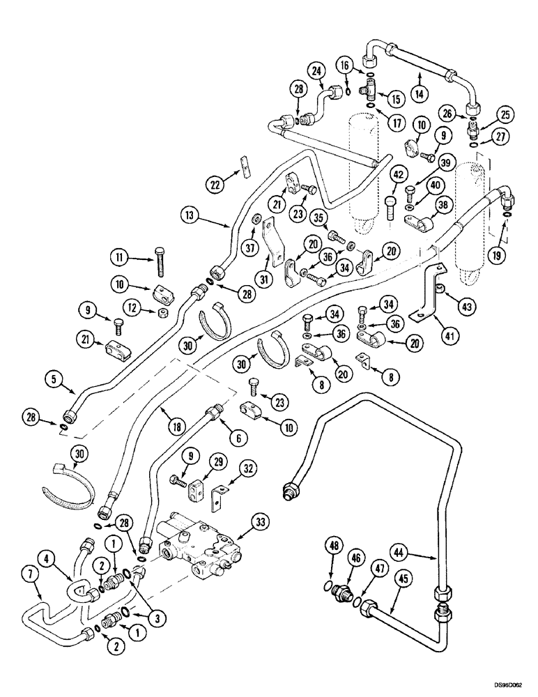 Схема запчастей Case IH 5150 - (8-116) - HYDRAULIC PIPING - FRONT HITCH, DOUBLE ACTING (08) - HYDRAULICS