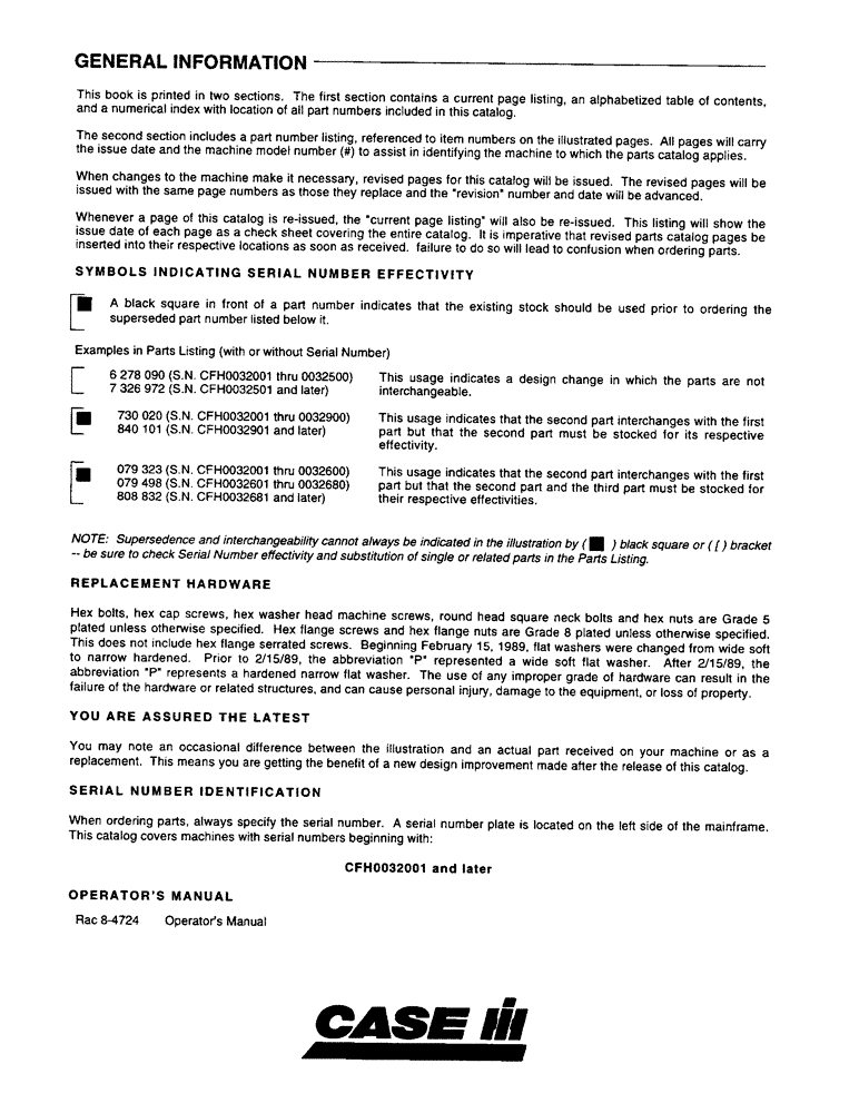 Схема запчастей Case IH 8840 - (1-01) - GENERAL INFORMATION (00) - GENERAL & PICTORIAL INDEX