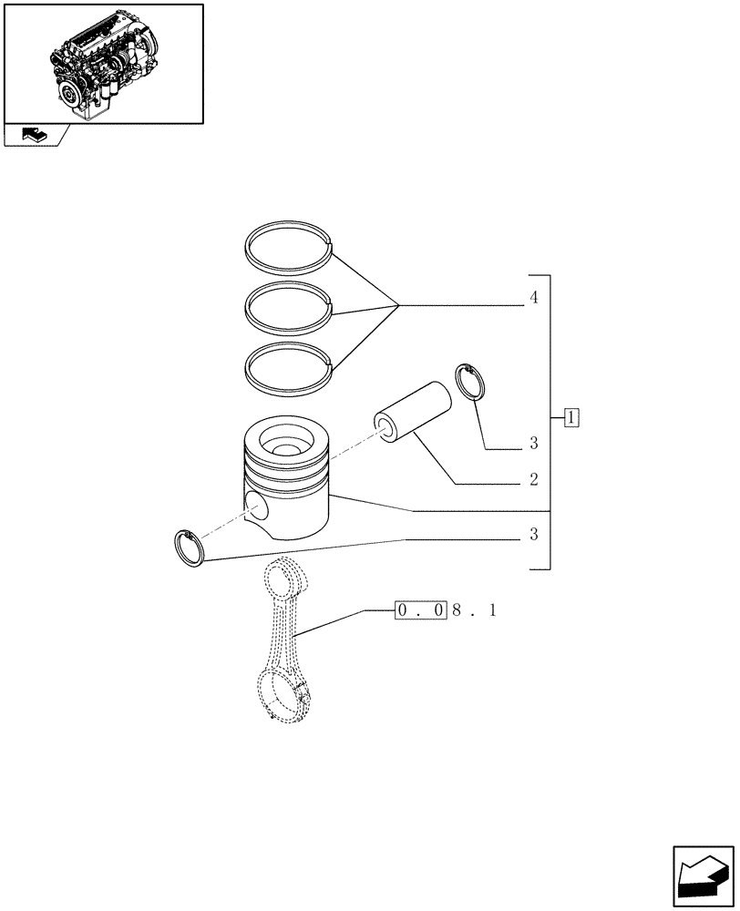 Схема запчастей Case IH F3CE0684C E002 - (0.08.2) - PISTON - ENGINE (504094077) 