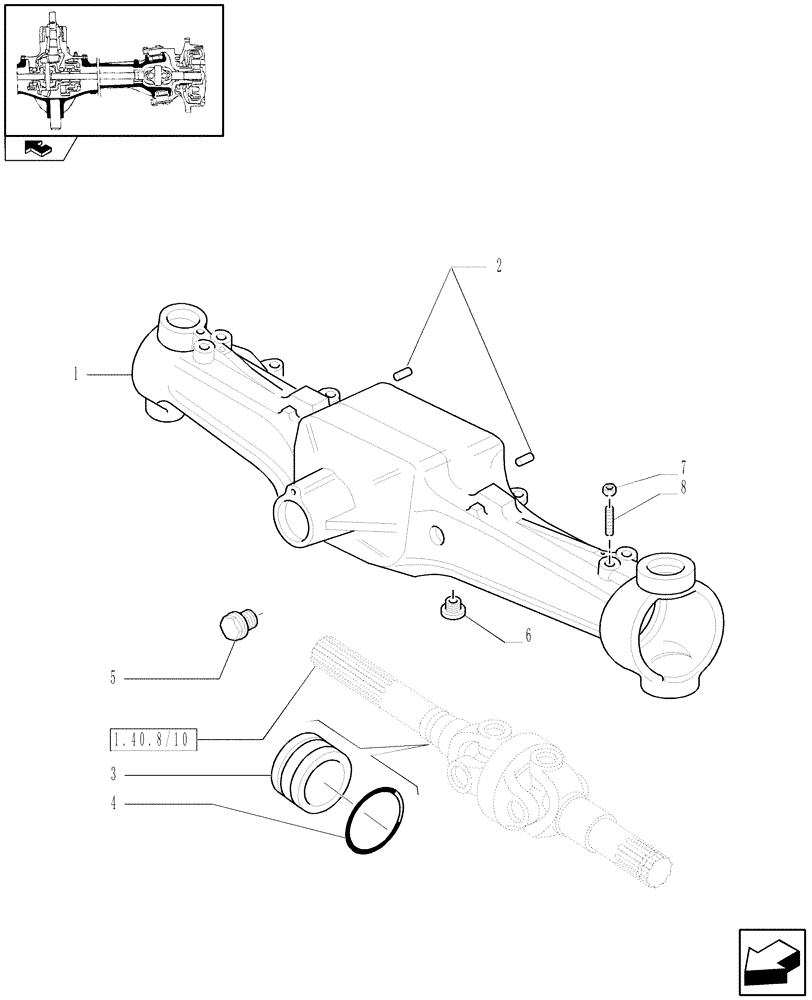 Схема запчастей Case IH PUMA 115 - (1.40. 8/01) - (CL.3) SUSPENDED FRONT AXLE W/MULTI-PLATE DIFF. LOCK AND ST. SENSOR - BOX (VAR.330414) (04) - FRONT AXLE & STEERING