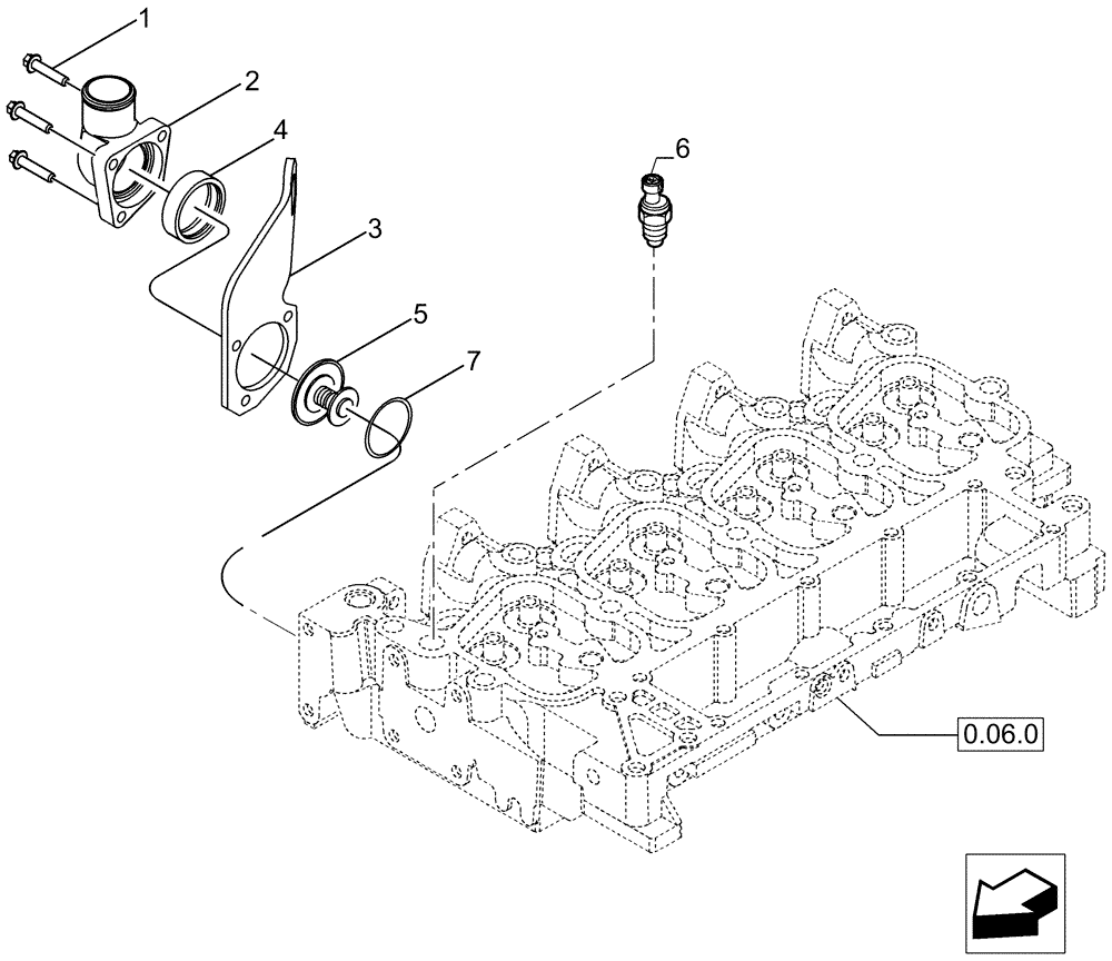 Схема запчастей Case IH P85 - (0.32.6[01]) - THERMOSTAT - ENGINE COOLING SYSTEM (02) - ENGINE