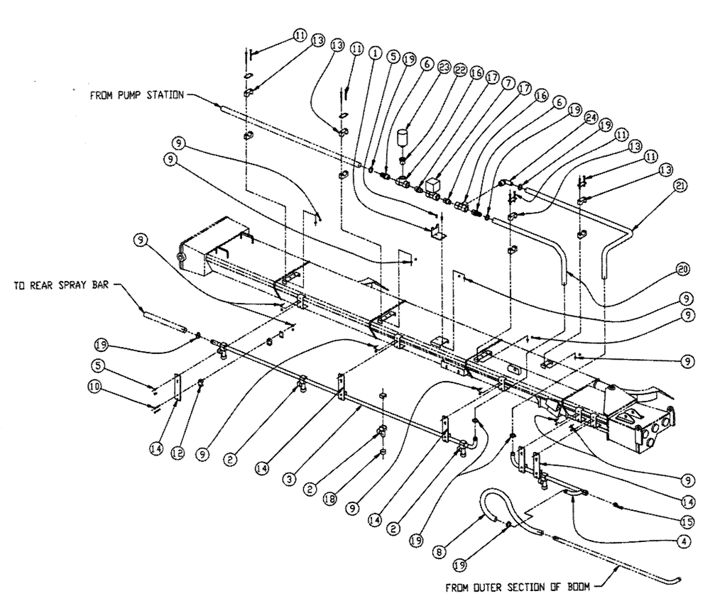 Схема запчастей Case IH FLEX-AIR - (12-014) - BOOM PLUMBING, 2.5, LH, INNER Wet Kit