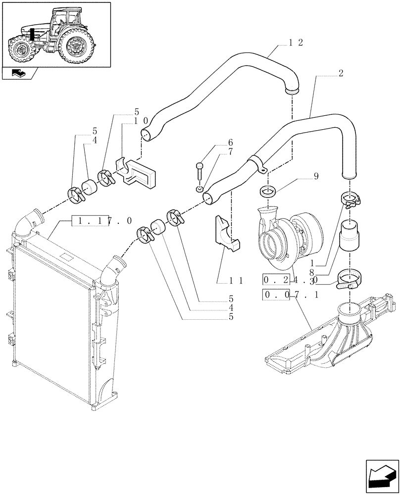 Схема запчастей Case IH PUMA 125 - (1.19.6) - INTERCOOLER AND CONDENSER - PIPES (02) - ENGINE EQUIPMENT