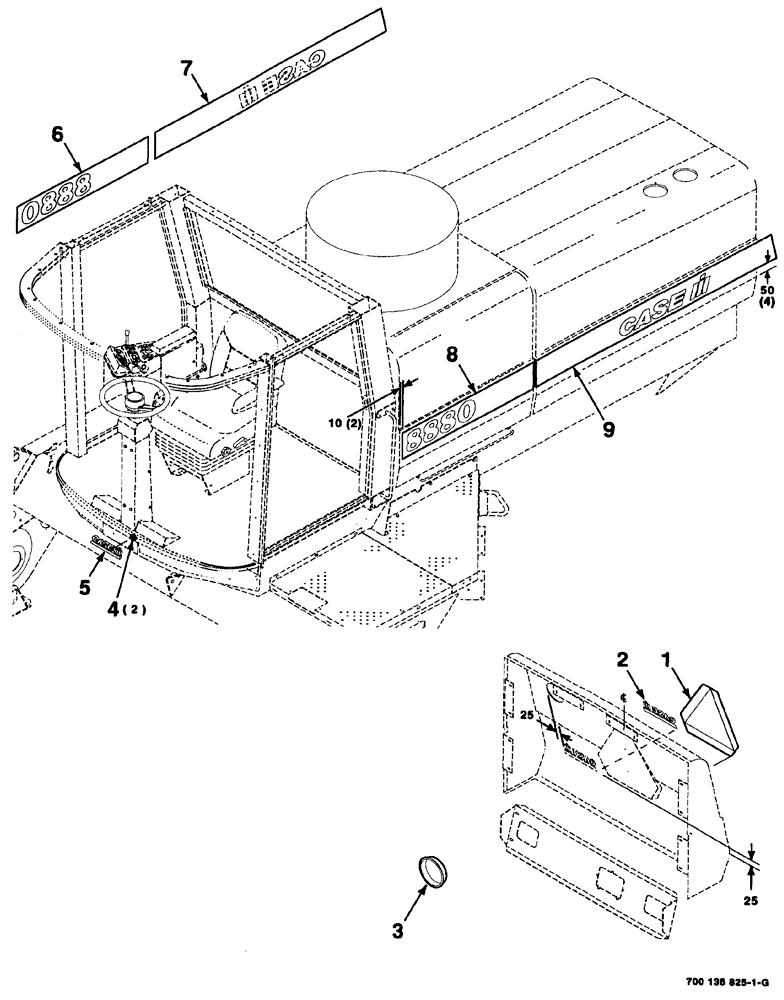 Схема запчастей Case IH 8880 - (09-002) - DECALS AND LOCATION DIAGRAM (8880) (90) - PLATFORM, CAB, BODYWORK AND DECALS