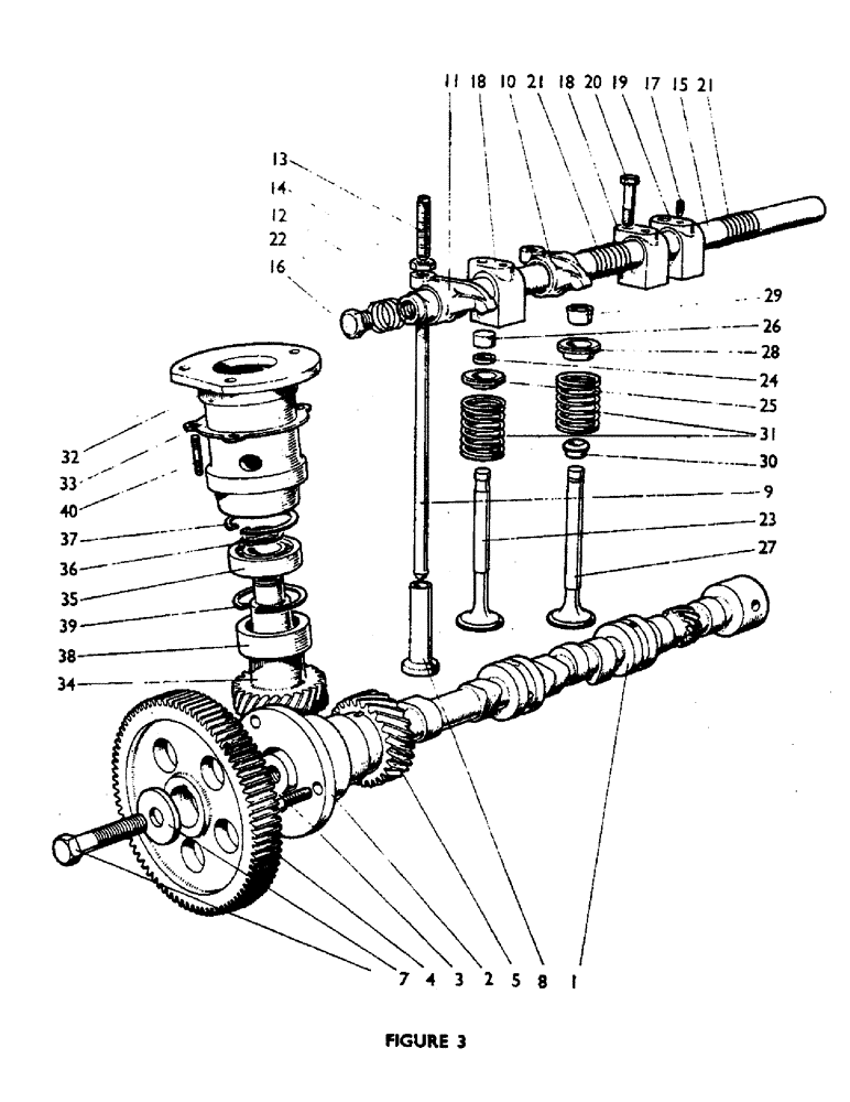 Схема запчастей Case IH 880F - (08) - CAMSHAFT, VALVE MECHANISM AND INJECTION PUMP DRIVE (01) - ENGINE