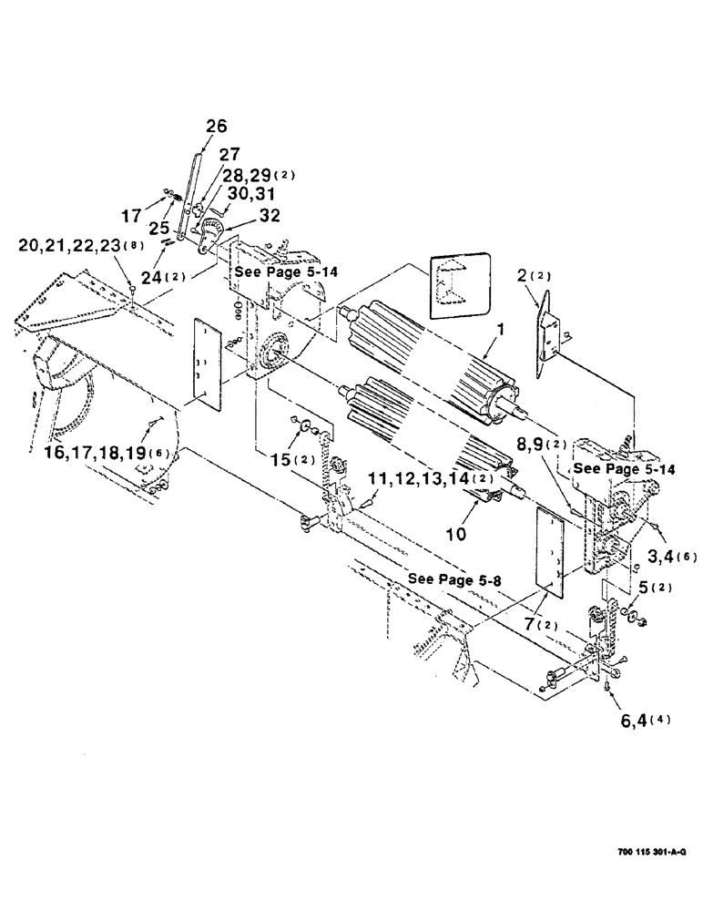 Схема запчастей Case IH 8840 - (5-02) - HAY CONDITIONER ASSEMBLY (S.N. CFH0032001 THRU CFH0032226) (58) - ATTACHMENTS/HEADERS