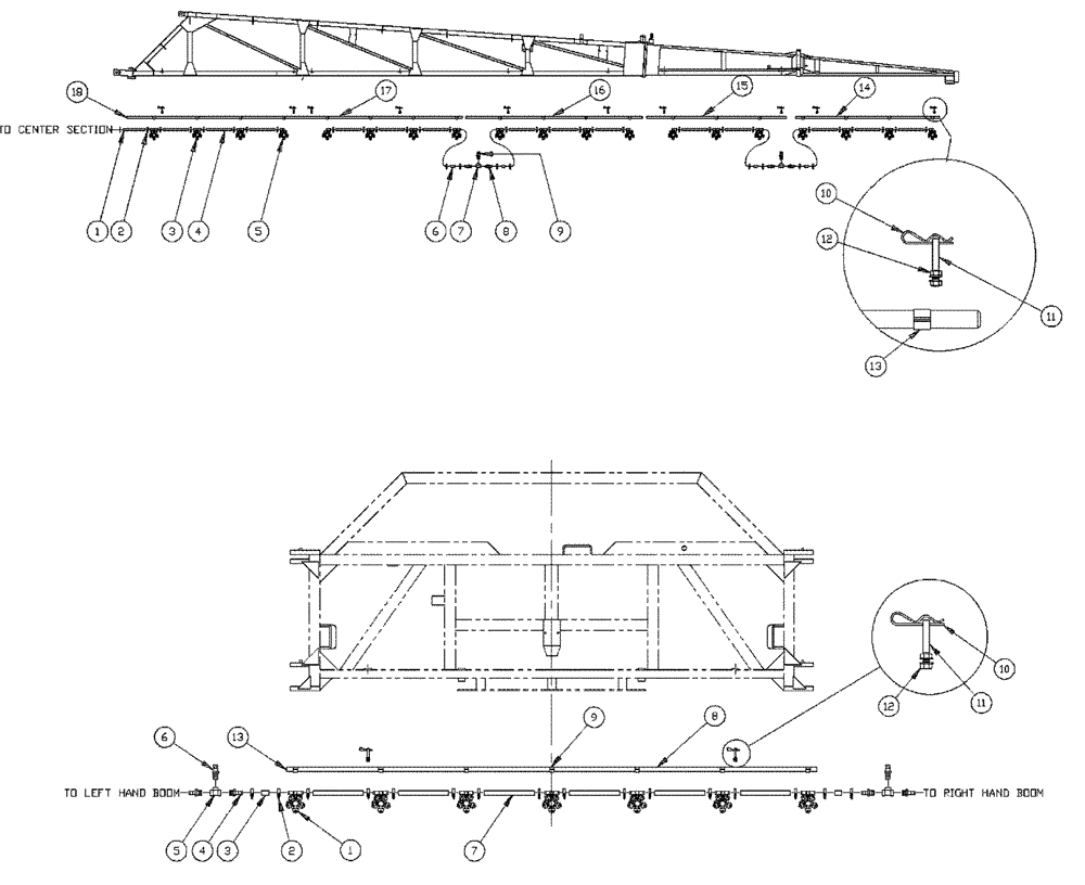 Схема запчастей Case IH PATRIOT WT - (09-024[01]) - 75 3-BOOM SHUTOFF - 20" ON CENTER - NOZZLES Liquid Plumbing