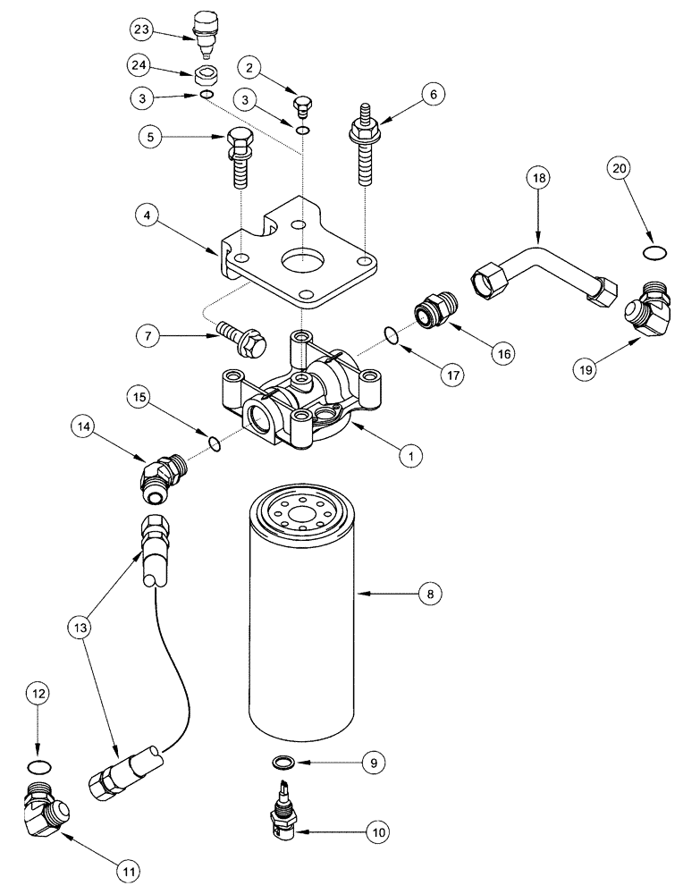 Схема запчастей Case IH FLX4510 - (02-065) - FUEL FILTER AND CONNECTIONS, FLX4010 (01) - ENGINE