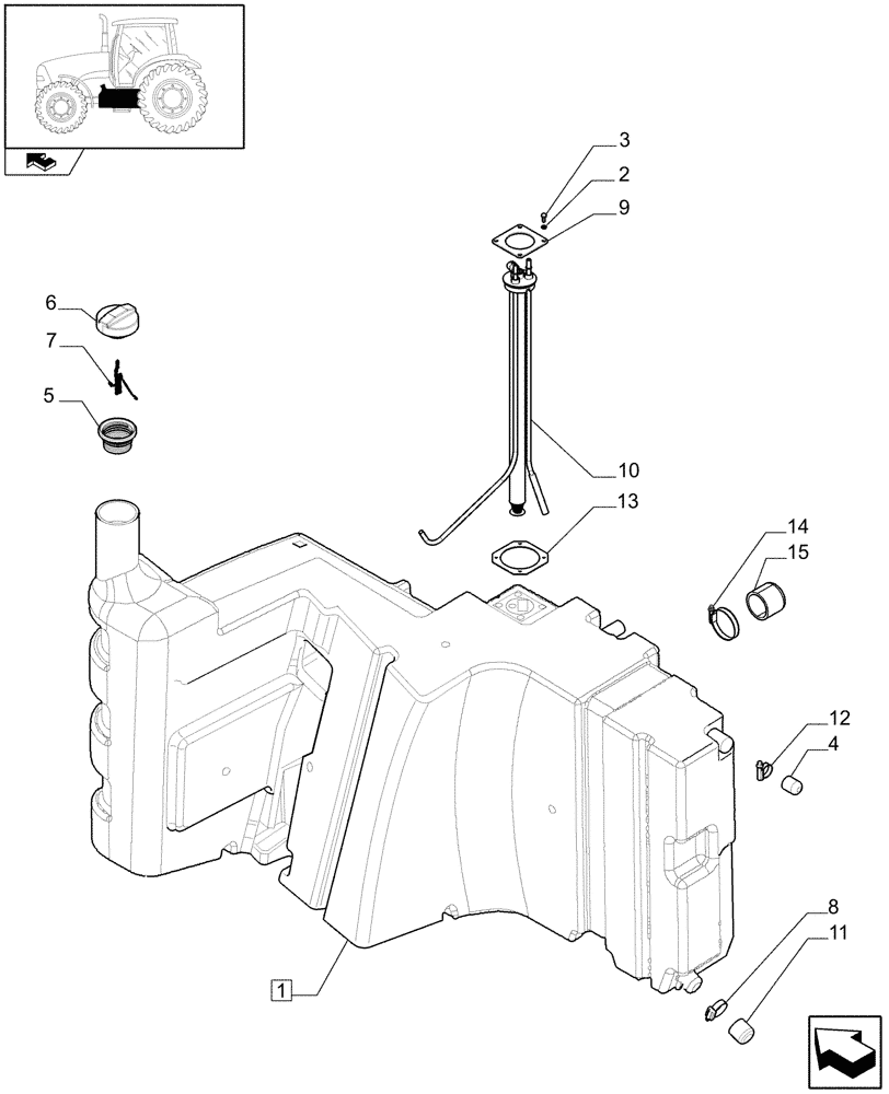 Схема запчастей Case IH PUMA 140 - (1.14.0[01A]) - FUEL TANK - D6851 (02) - ENGINE EQUIPMENT