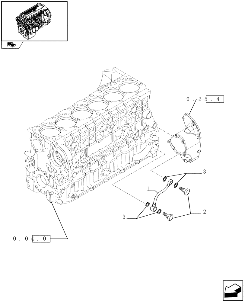 Схема запчастей Case IH F3CE0684E E004 - (0.25.7) - OIL DELIVERY LINE - TURBOCOMPOUND (504302921) 