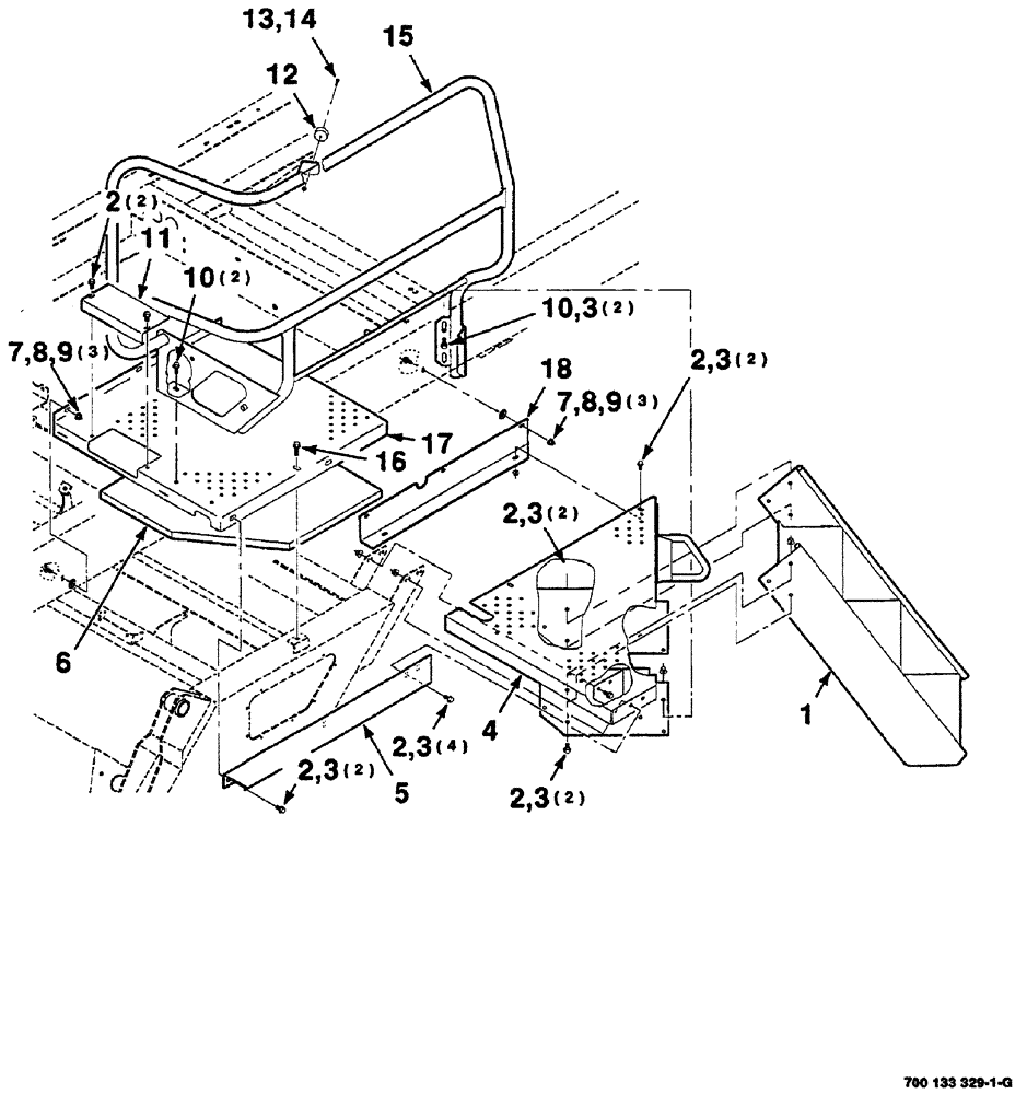 Схема запчастей Case IH 8870 - (07-08) - PLATFORM, HANDRAIL AND STEP ASSEMBLIES (LEFT) (90) - PLATFORM, CAB, BODYWORK AND DECALS