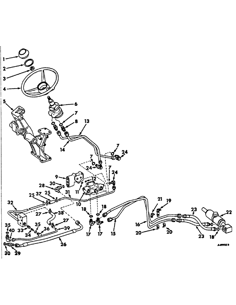 Схема запчастей Case IH 656 - (J-13) - STEERING MECHANISM, POWER STEERING, INTERNATIONAL TRACTORS WITH HYDROSTATIC DRIVE Steering Mechanism