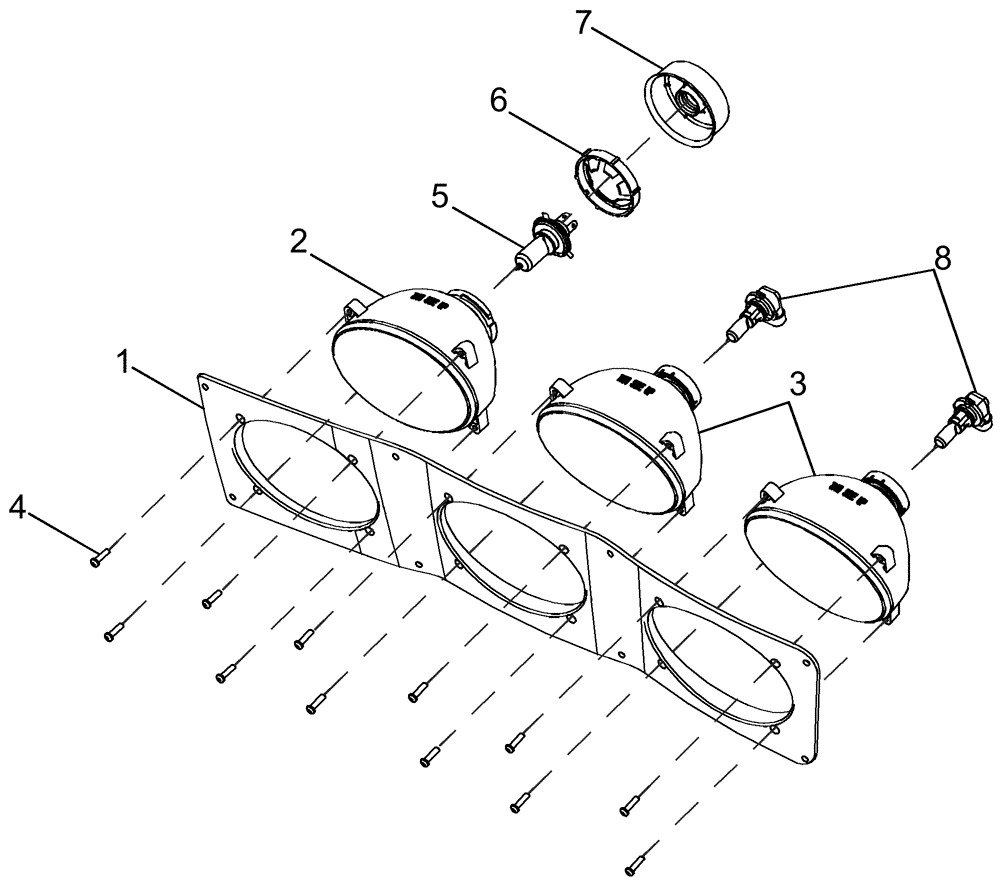 Схема запчастей Case IH 625 - (55.404.01[02]) - LAMP ASSY DRIVE AND FLOOD, HALOGEN - ASN Y8T013801 (55) - ELECTRICAL SYSTEMS