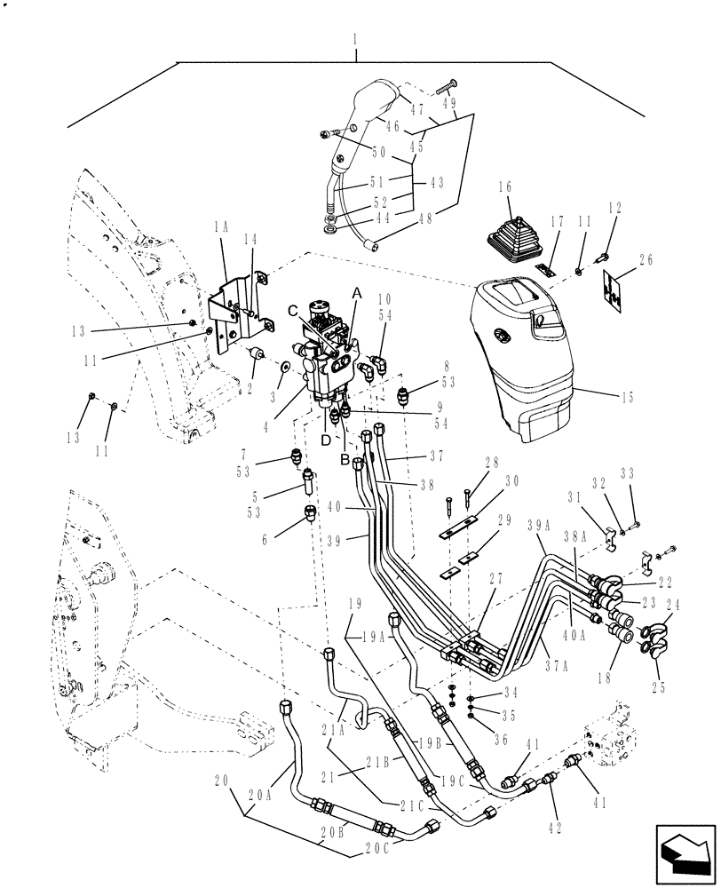 Схема запчастей Case IH DX45 - (07.15.01) - MID-MOUNT HYDRAULIC CONTROL VALVE KIT - 719918046 - CAB W/HST (07) - HYDRAULIC SYSTEM