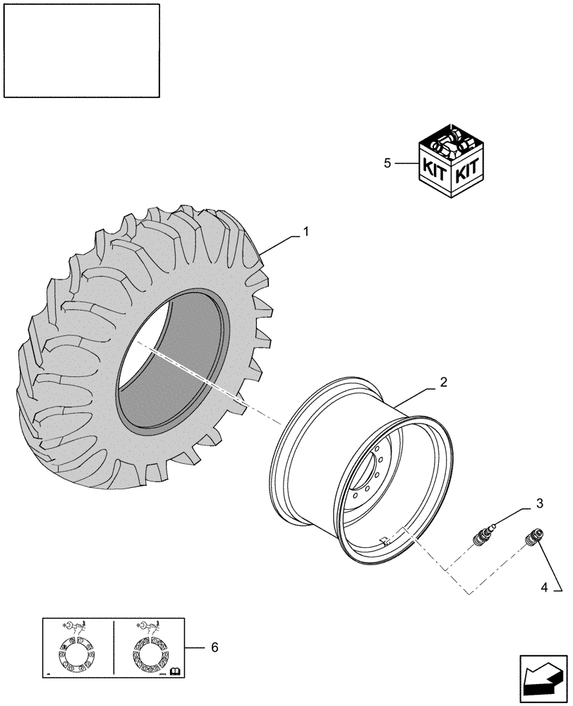 Схема запчастей Case IH 9010 - (44.100.01[02]) - WHEELS, FRONT - 32 X DW36A - 7010/8010 (44) - WHEELS