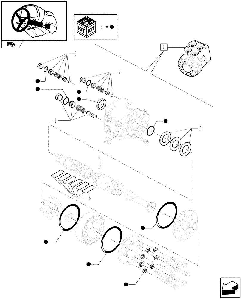 Схема запчастей Case IH FARMALL 75N - (1.92.63/ B) - HYDRAULIC STEERING - BREAKDOWN (10) - OPERATORS PLATFORM/CAB