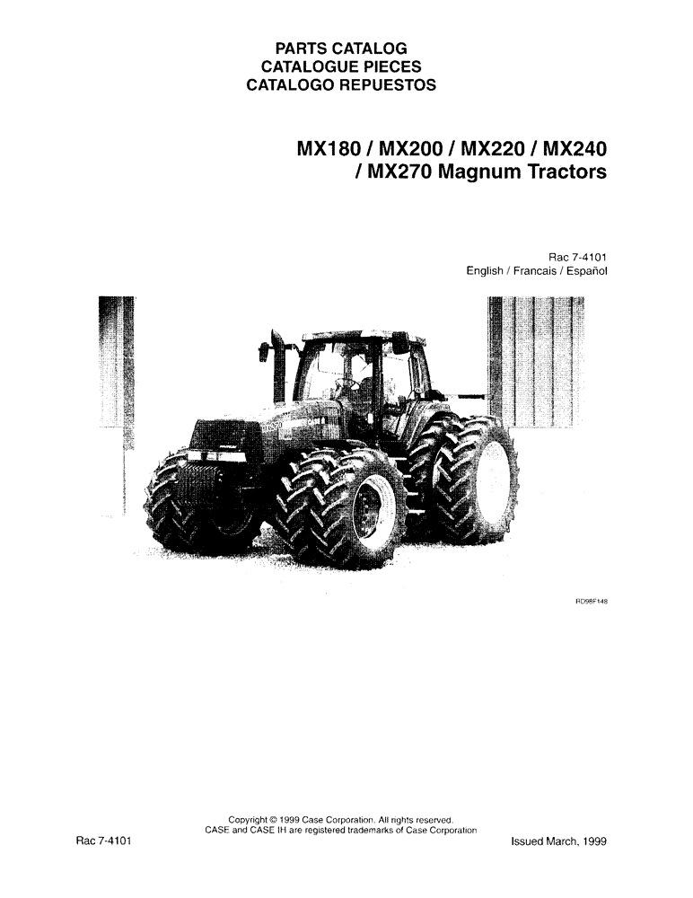 Схема запчастей Case IH MX220 - (01) - PARTS CATALOG (00) - PICTORIAL INDEX