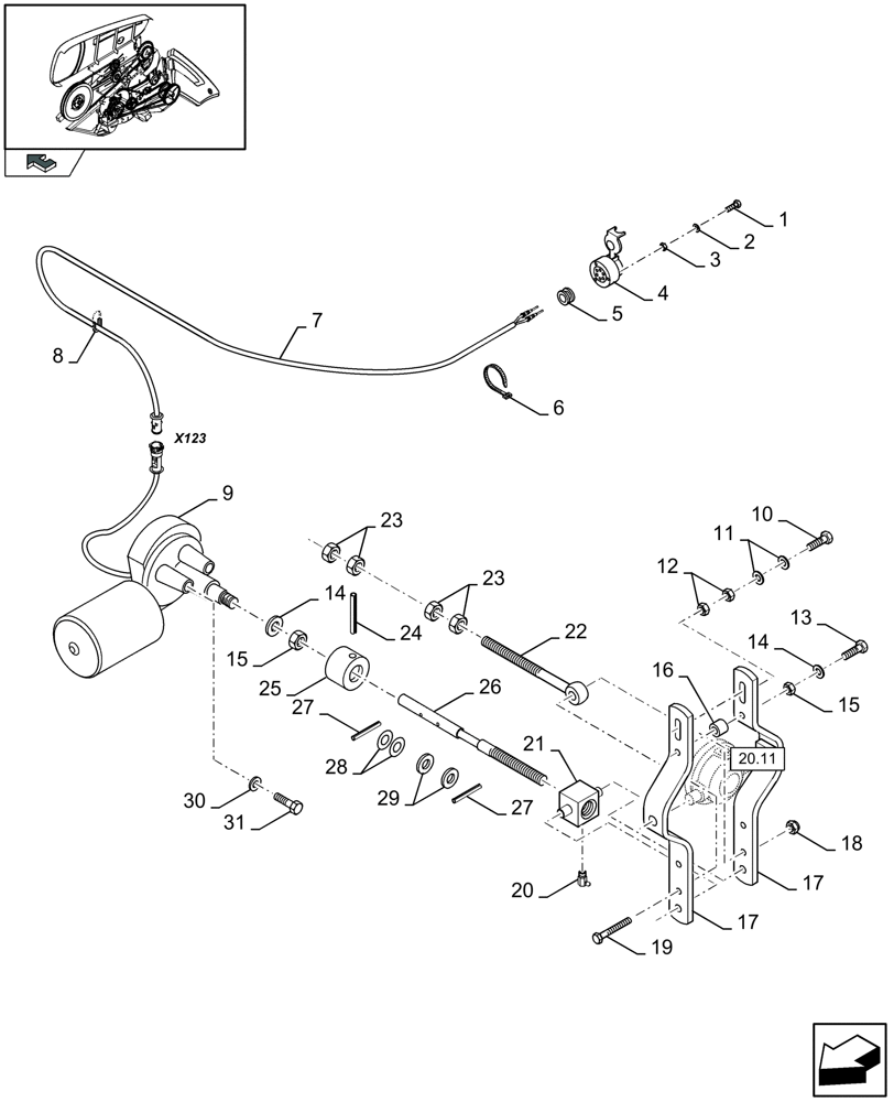 Схема запчастей Case IH 2030 - (20.13[01]) - REEL VARIATOR DRIVE (20) - HEADER