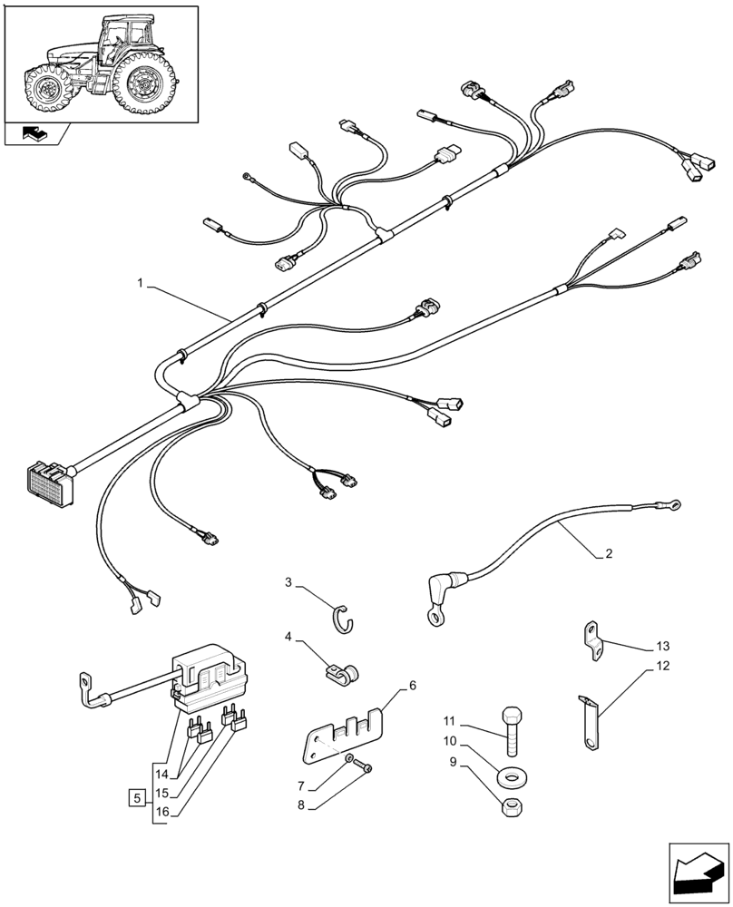 Схема запчастей Case IH FARMALL 85U - (1.75.4[01]) - ENGINE CABLES - W/CAB (06) - ELECTRICAL SYSTEMS