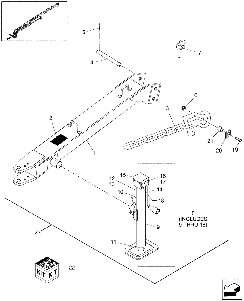 Схема запчастей Case IH DC162 - (18.06) - NON-TRACTOR TOW BAR Attachments