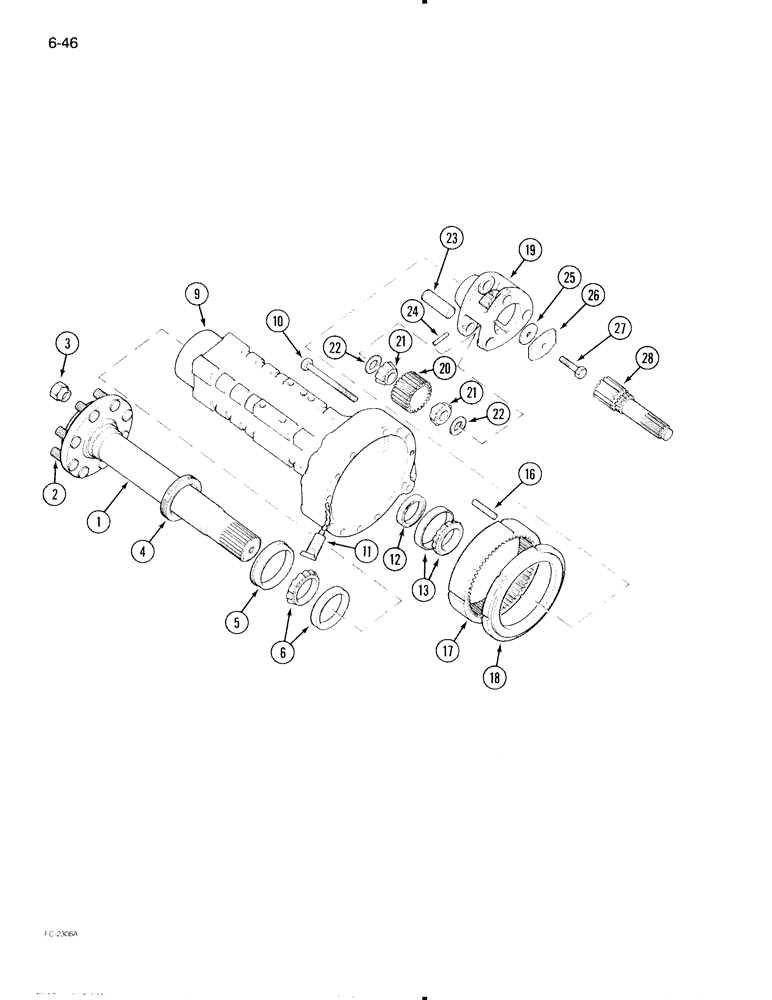 Схема запчастей Case IH 595 - (6-046) - REAR AXLE AND CARRIER, TRACTOR WITH FLANGE TYPE AXLE (06) - POWER TRAIN