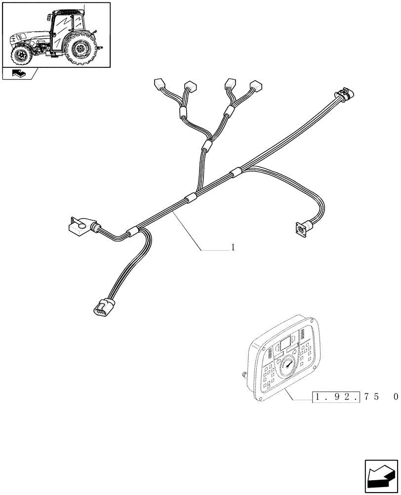 Схема запчастей Case IH FARMALL 75N - (1.75.4/07) - DIGITAL INSTRUMENT CABLE - L/CAB (VAR.330737-335737) (06) - ELECTRICAL SYSTEMS