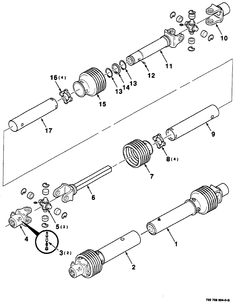 Схема запчастей Case IH 8555 - (02-04) - IMPLEMENT DRIVELINE ASSEMBLY (PLASTIC SHIELDS) Driveline