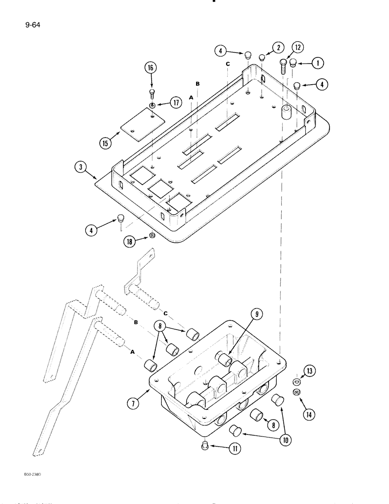 Схема запчастей Case IH 695 - (9-064) - CAB, DRAFT CONTROL LEVER HOUSING (09) - CHASSIS/ATTACHMENTS