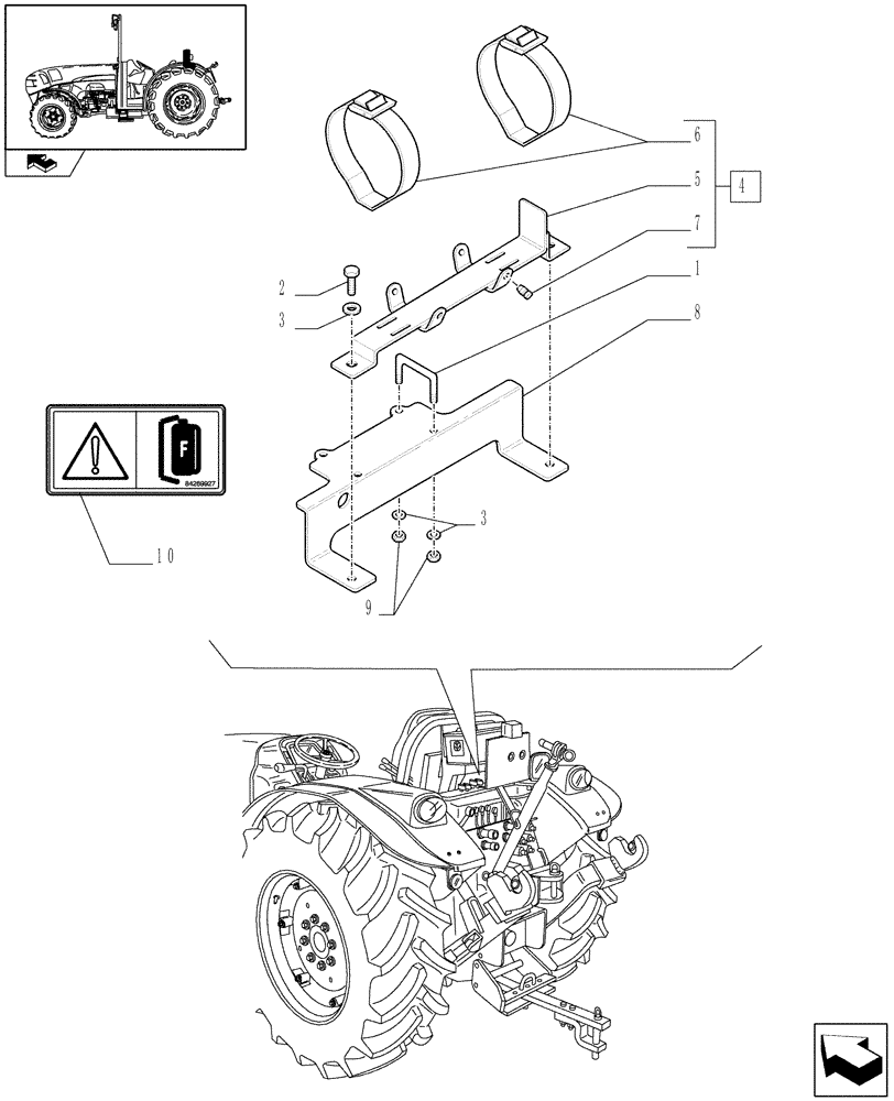 Схема запчастей Case IH FARMALL 105V - (1.90.7[02]) - FIRE EXTINGUISHER SUPPORT - L/CAB (10) - OPERATORS PLATFORM/CAB