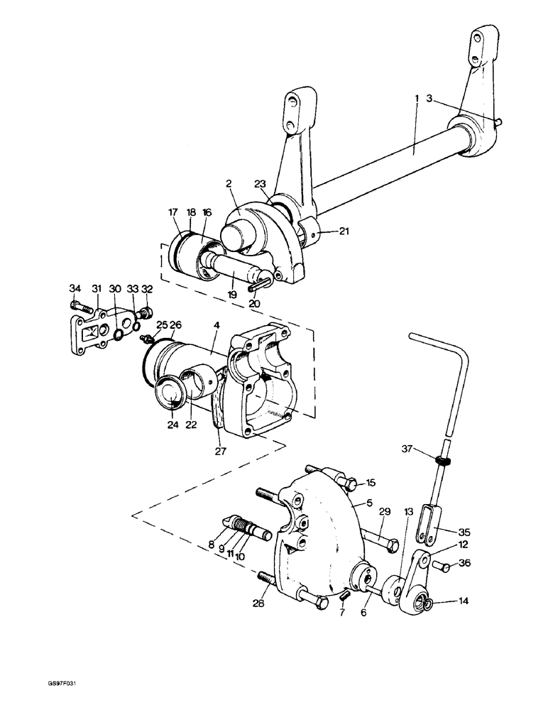 Схема запчастей Case IH 885 - (8-20) - RAMSHAFT AND RAM CYLINDER, ALL MODELS EXCEPT 885N TRACTORS (08) - HYDRAULICS