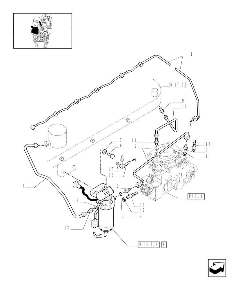 Схема запчастей Case IH MXM120 - (0.14.0[02]) - 1 FILTER FUEL SYSTEM (01) - ENGINE