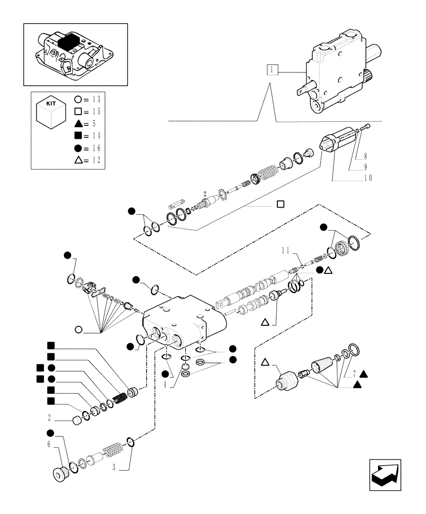 Схема запчастей Case IH MXM140 - (1.82.7/ C[01A]) - REMOTE CONTROL VALVE - BREAKDOWN - D5029 - C5504 (07) - HYDRAULIC SYSTEM