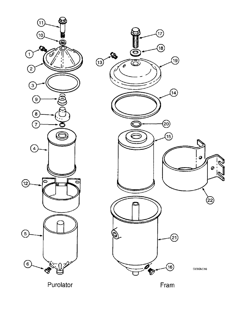 Схема запчастей Case IH D-301 - (3-34) - FUEL FILTER, PUROLATOR FILTERS, FRAM FILTERS 