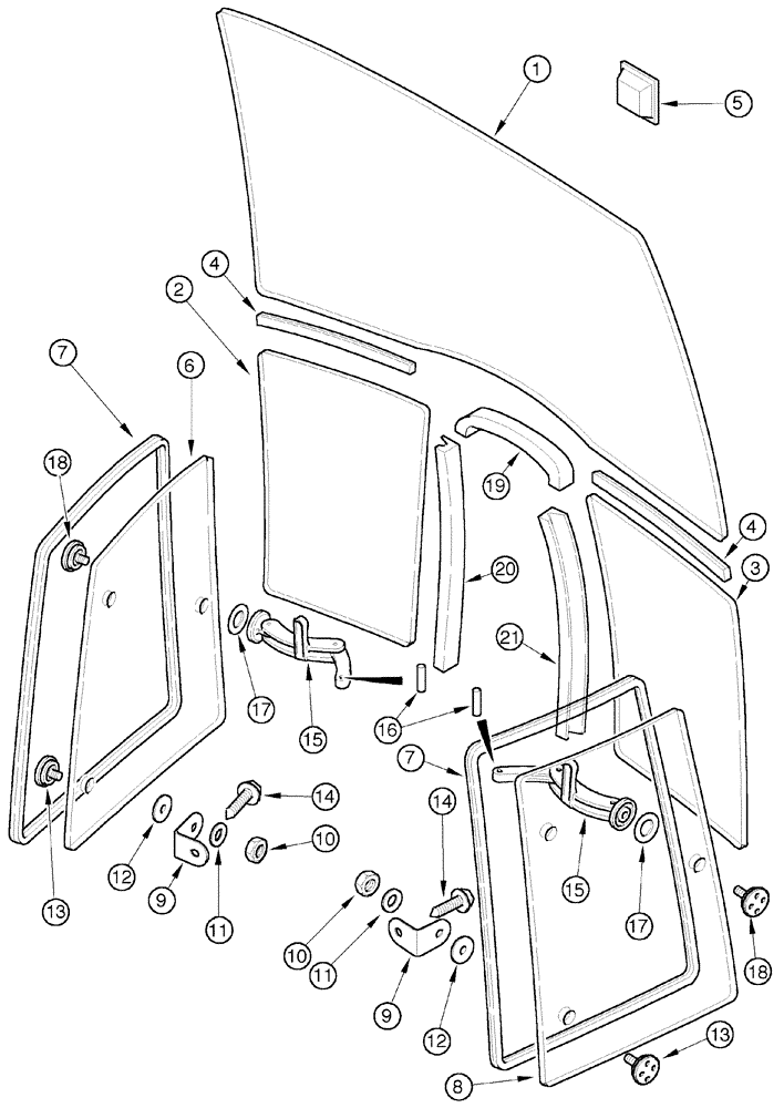 Схема запчастей Case IH CX50 - (09-22) - WINDSHIELD (09) - CHASSIS/ATTACHMENTS