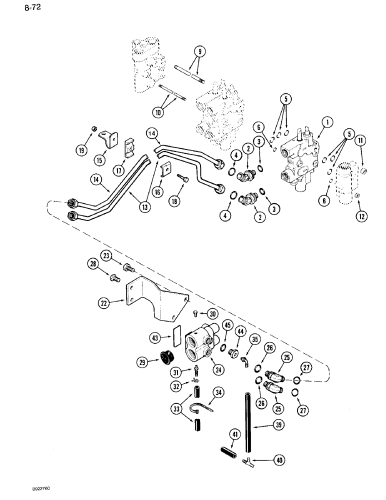 Схема запчастей Case IH 7120 - (8-72) - THIRD CIRCUIT REMOTE HYDRAULICS, PRIOR TO TRANSMISSION SERIAL NUMBER AJB0018756 (08) - HYDRAULICS