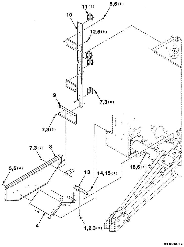 Схема запчастей Case IH RS561 - (07-018) - SHIELD SUPPORT AND HINGE ASSEMBLIES (RIGHT) (12) - MAIN FRAME