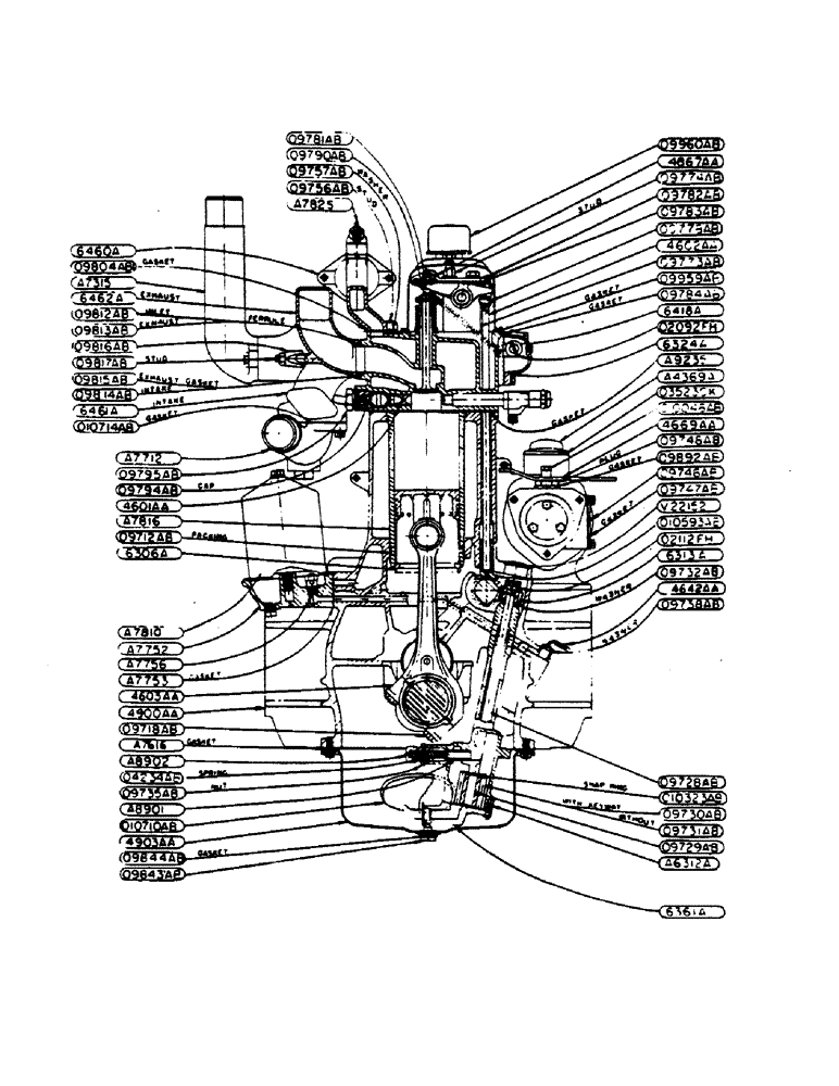 Схема запчастей Case IH 400-SERIES - (044) - POWRCEL DIESEL ENGINE, DIESEL ENGINE ASSEMBLY, END VIEW (02) - ENGINE