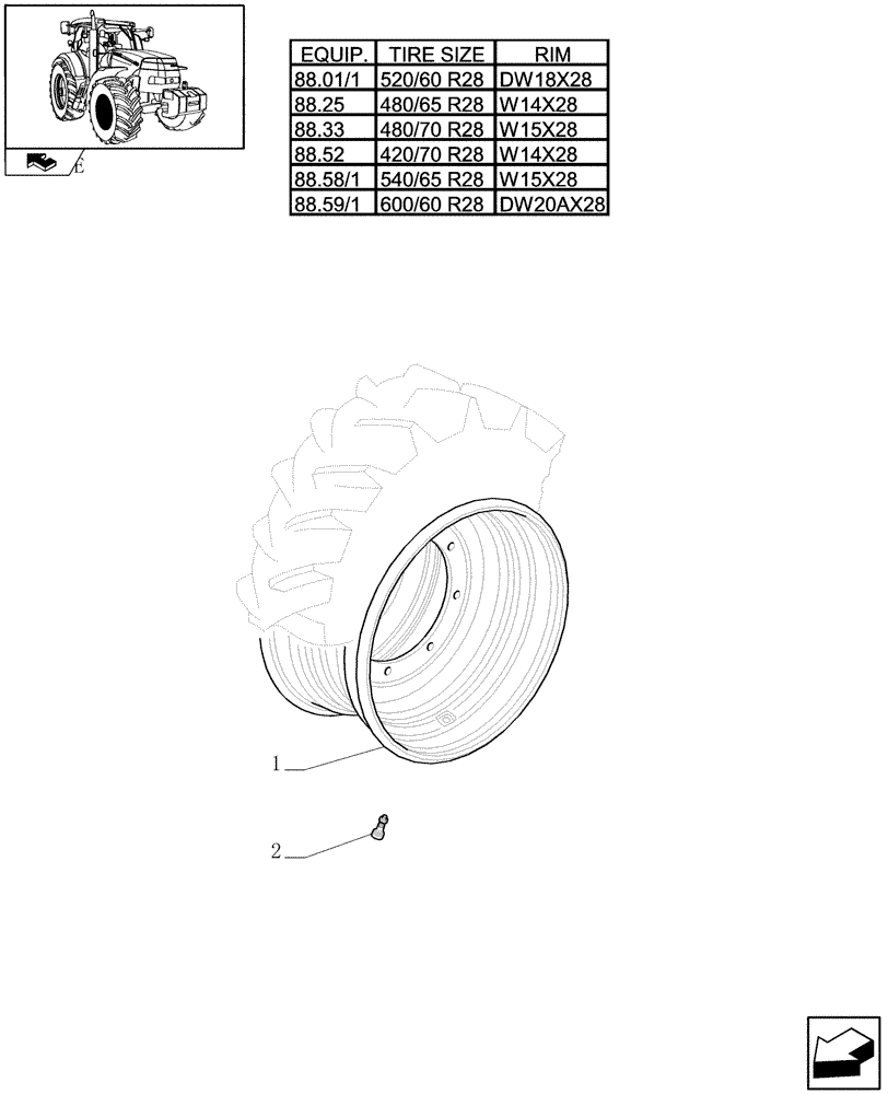 Схема запчастей Case IH PUMA 140 - (82.00[02]) - FRONT WHEELS (11) - WHEELS/TRACKS