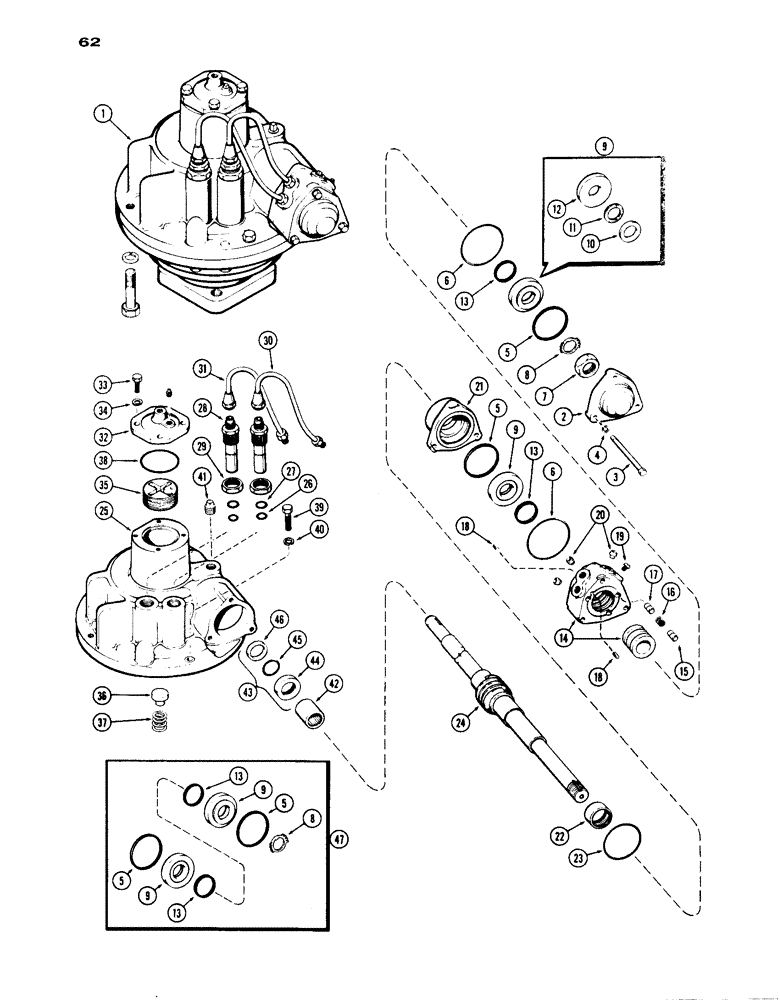 Схема запчастей Case IH 1030 - (062) - A57915 POWER STEERING GEAR, WESTERN MODELS, FIRST USED TRACTOR SERIAL NUMBER 8347808 (05) - STEERING