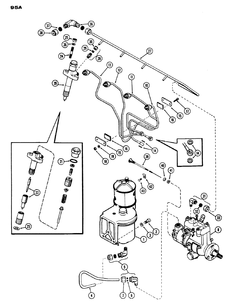 Схема запчастей Case IH 430 - (095A) - FUEL INJECTION SYSTEM, 430-530, 188, DIESEL ENGINE, USED PRIOR TO ENGINE SERIAL NUMBER 2627377 (03) - FUEL SYSTEM