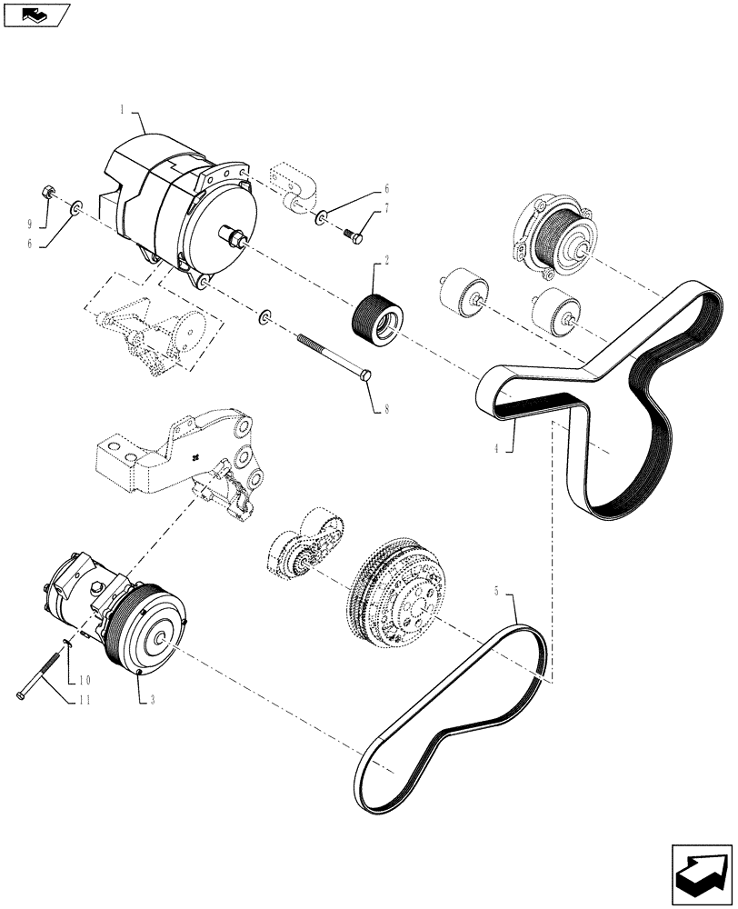 Схема запчастей Case IH 8230 - (10.414.05[2]) - FRONT ENGINE DRIVE COMPONENTS 82/9230 T2/T4 (10) - ENGINE