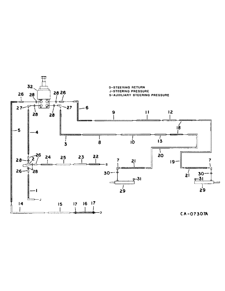 Схема запчастей Case IH 1470 - (10-13) - HYDRAULICS, HYDRAULIC DIAGRAM, STEERING SYSTEM, SERIAL NO. 10001 AND ABOVE (07) - HYDRAULICS