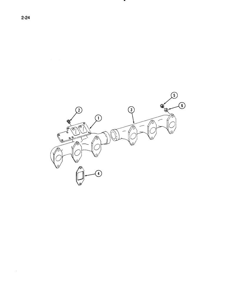 Схема запчастей Case IH 1670 - (2-24) - EXHAUST MANIFOLD, DTI466C ENGINE (01) - ENGINE