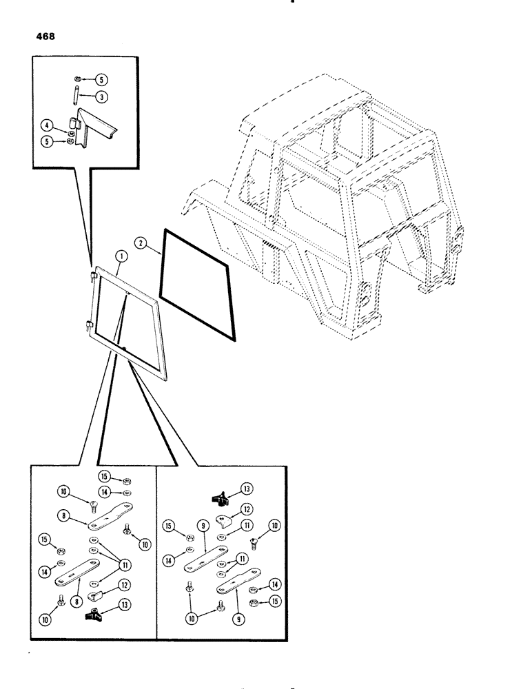 Схема запчастей Case IH 1270 - (468) - CAB, RIGHT HAND SIDE WINDOW (09) - CHASSIS/ATTACHMENTS