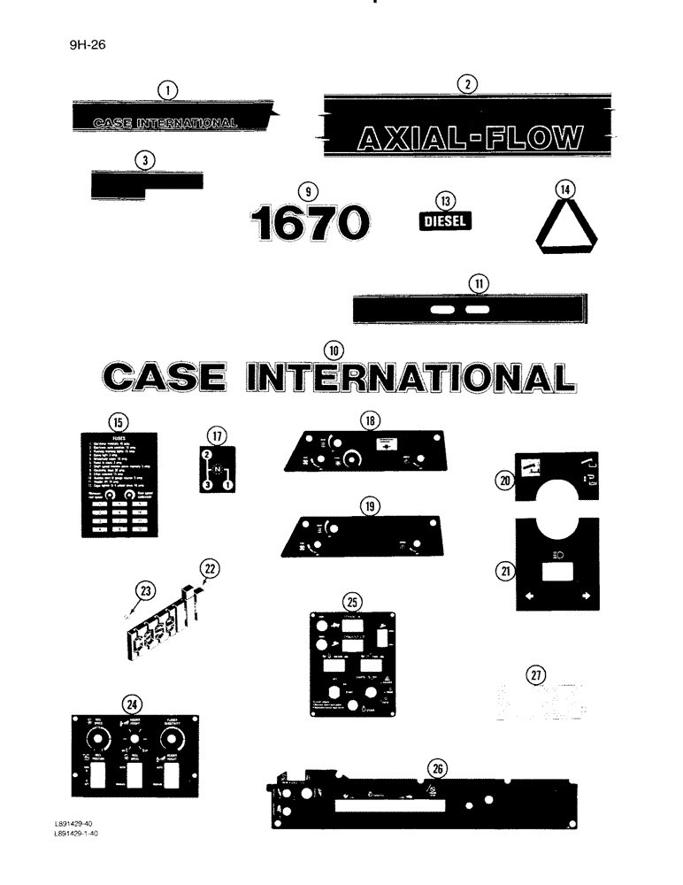 Схема запчастей Case IH 1670 - (9H-26) - DECALS, COMBINE (12) - CHASSIS