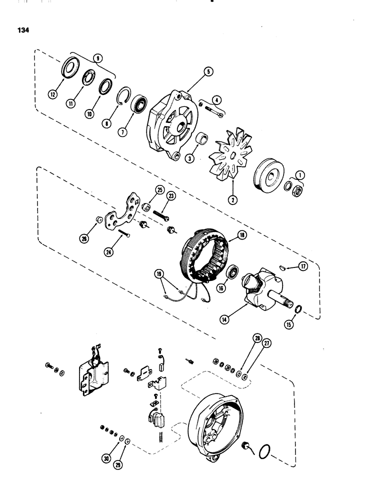 Схема запчастей Case IH 1070 - (0134) - A137183 ALTERNATOR, PRESTOLITE (04) - ELECTRICAL SYSTEMS